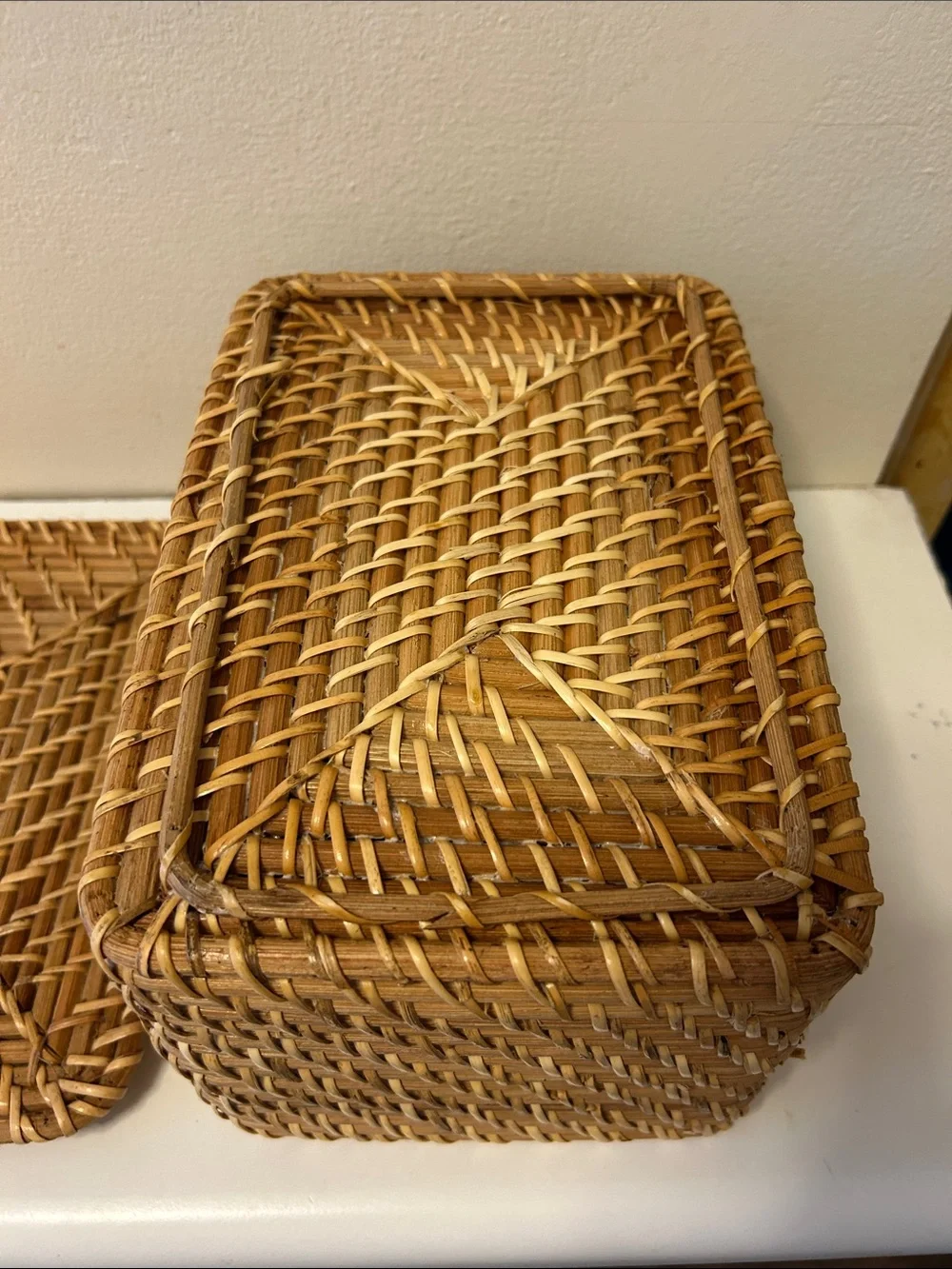 Natural Woven Sturdy Storage Basket with Lid - New